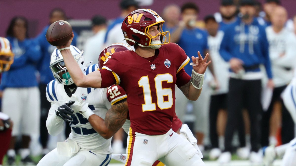 Commanders rookie Athan Kaliakmanis replaces injured Marcus Mariota at QB vs. Colts