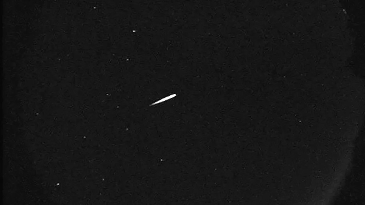 FILE – This photo provided by NASA shows a meteor from the Orionid shower on Oct. 13, 2015.