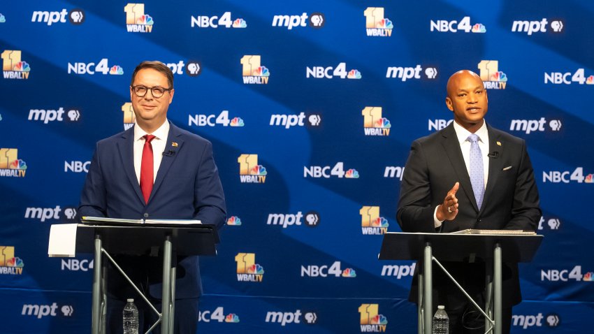 Republican Dan Cox (left), Gov. Wes Moore (right)