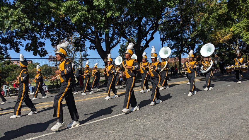 File: A marching band participates in the 2024 Howard University Homecoming Parade in Washington, DC, on October 19, 2024.